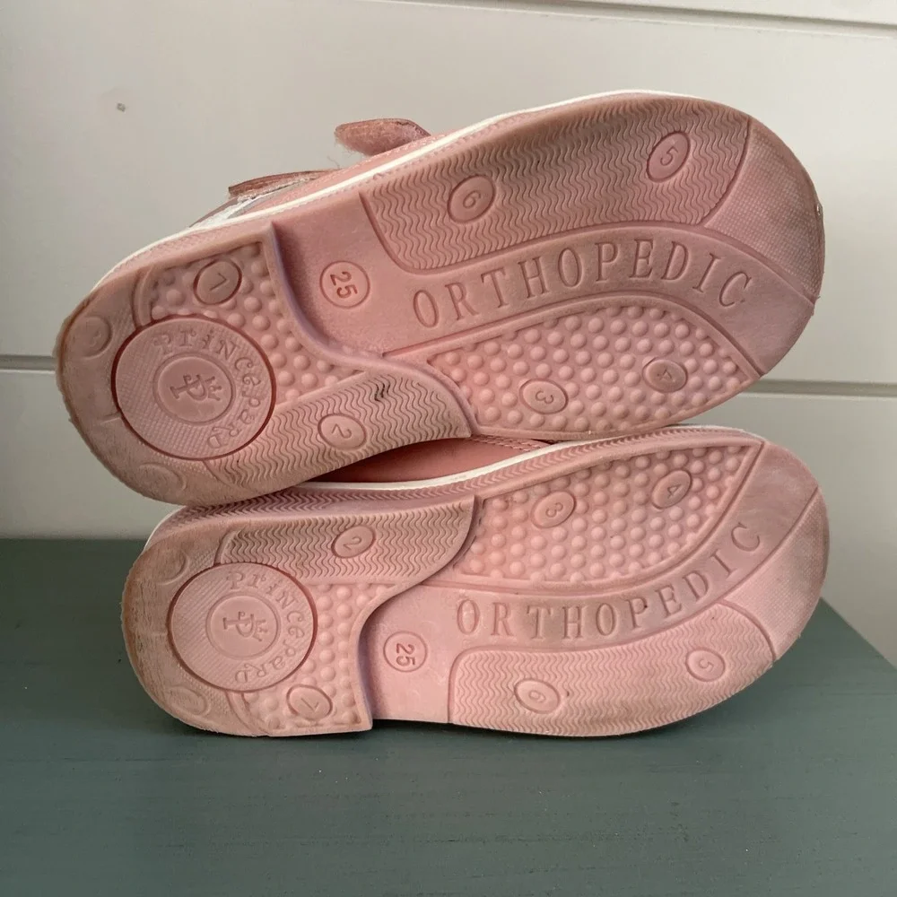 Princepard Kids Orthopedic Sneakers Pink Hook Loop Toddler Shoes EU25
